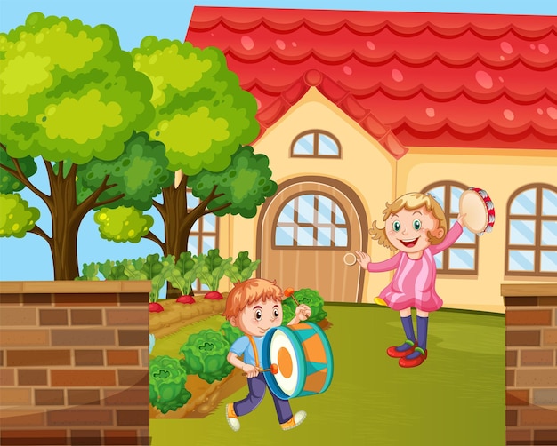 Vibrant House Scene Featuring Multiple Kids – Free Download