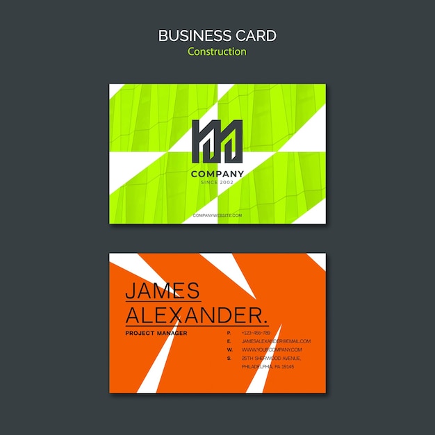 Construction Project Business Card – Free Download