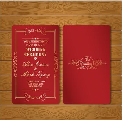 Red and Gold Wedding Card | Free Download