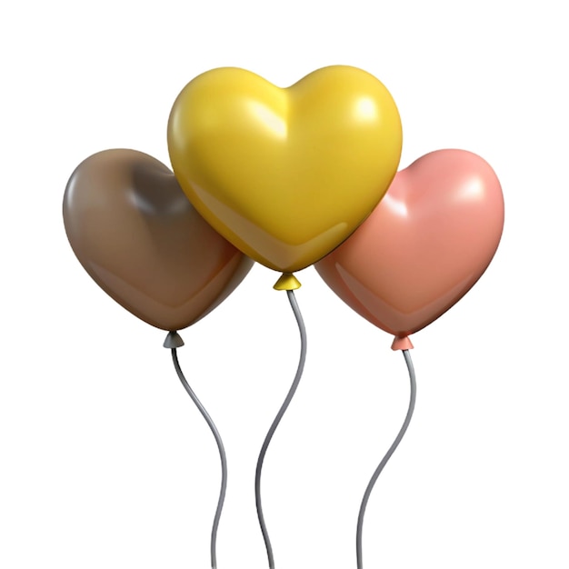 Heart-Shaped Balloons with Yellow Heart Free Download