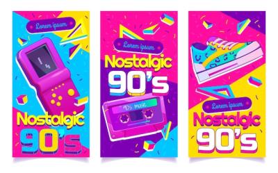 Flat Design Nostalgic 90’s Banners – Download Free Stock Photo