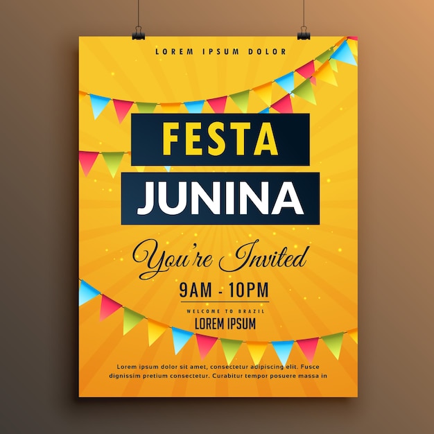 Yellow Festa Junina Poster Template – Free to Download