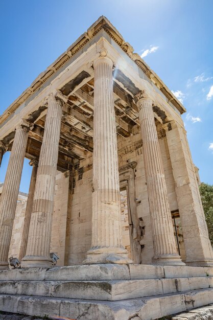 Athens Greece Erechtheion Temple of Athena on Acropolis Hill Against a Blue Sky – Free to Download