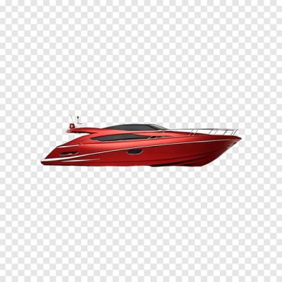 Luxury Modern Red Boat Isolated on Transparent Background – Free Download