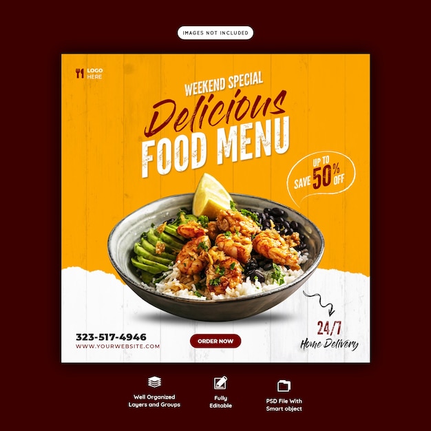 Creative Food Menu and Restaurant Social Media Banner Template – Free Download