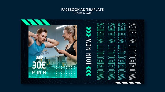 Flat Design Gym Training Facebook Template – Free to Download