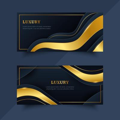 Gradient Golden Luxury Horizontal Banners Set – Free to Download