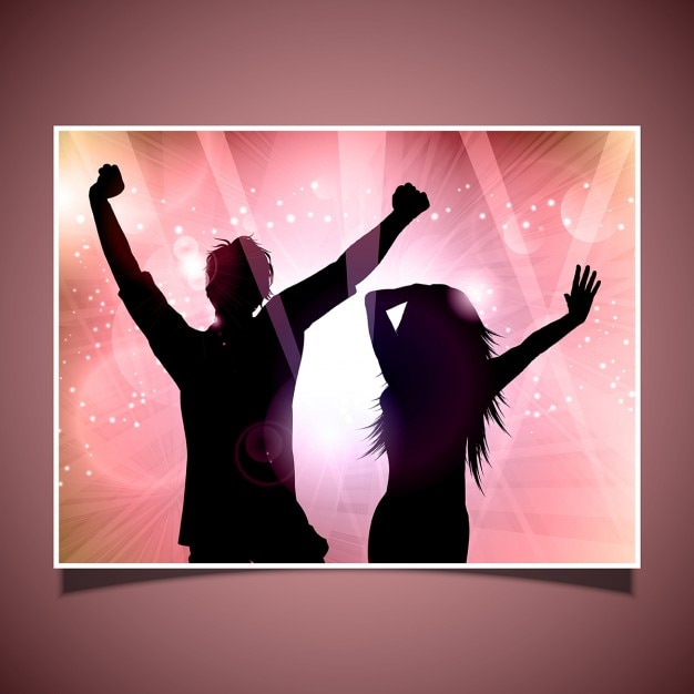 Silhouette of People Dancing on Abstract Background – Free Download