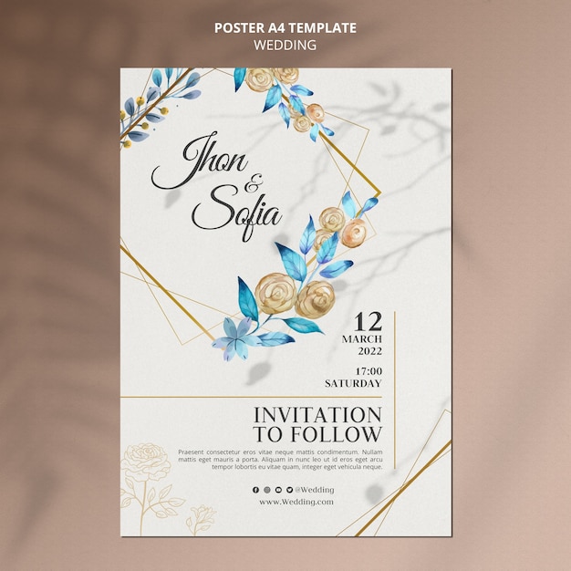 Golden Wedding Invitation Poster Template – Free to Download