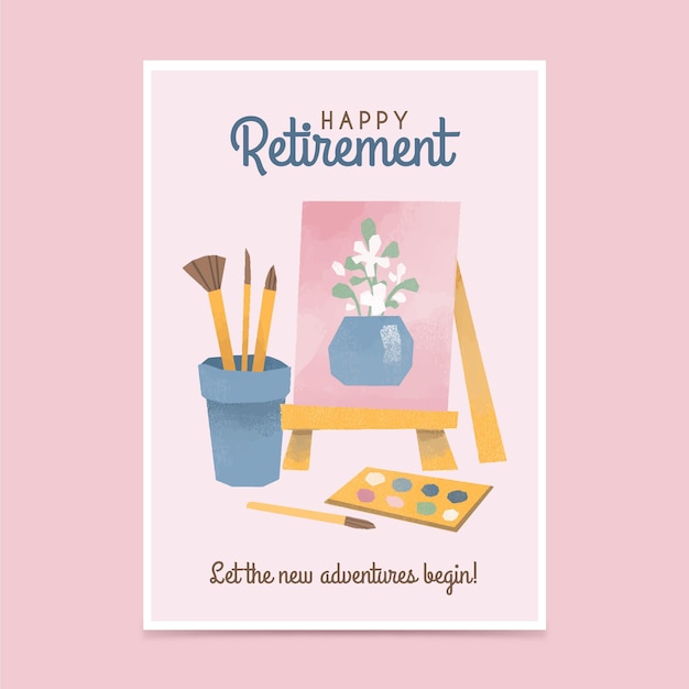 Hand Drawn Retirement Greeting Card – Free Download