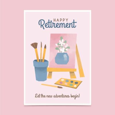 Hand Drawn Retirement Greeting Card – Free Download