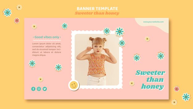 Children’s Banner Template with Flowers – Free Download