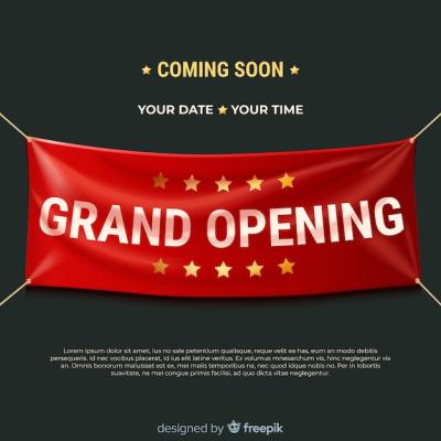 Realistic Textile Banner for Grand Openings – Free Download