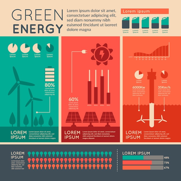 Flat Design Ecology Infographic with Retro Colors – Free Download