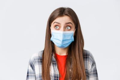 Surprised Woman in Medical Mask During Quarantine – Free Stock Photo, Download Free Stock Photo