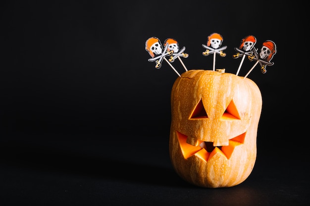 Pumpkin with Sticks on Black – Free Download