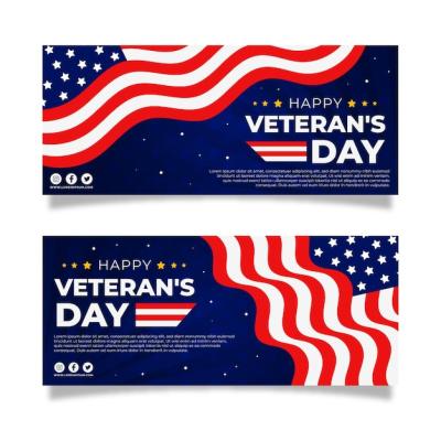 Hand Drawn Flat Veteran’s Day Horizontal Banners – Free Download