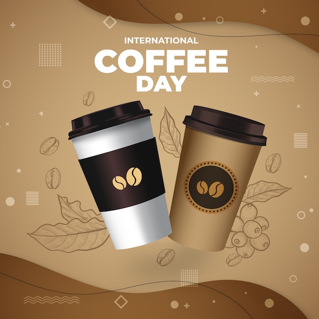 Realistic Illustration for International Coffee Day Celebration: Free Download