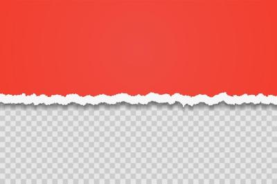 Red Torn Paper Edge Template: Ripped Horizontal Strips with Shadows – Free Download