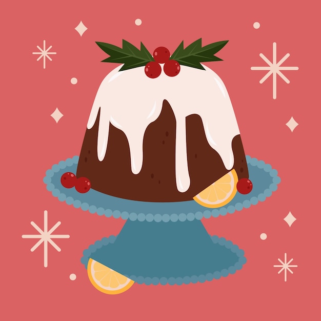 Hand Drawn Flat Christmas Pudding Illustration – Free Download