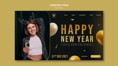 New Year Eve Landing Page Template – Download Free Stock Photo