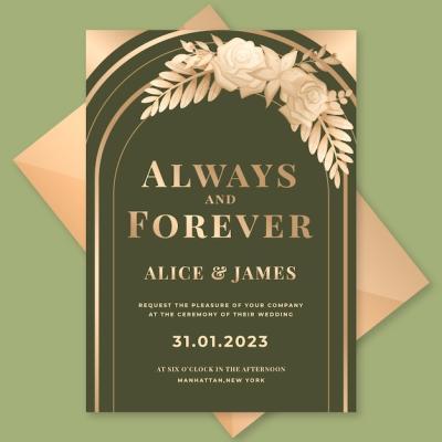 Gradient Golden Luxury Wedding Invitation Template – Free Download