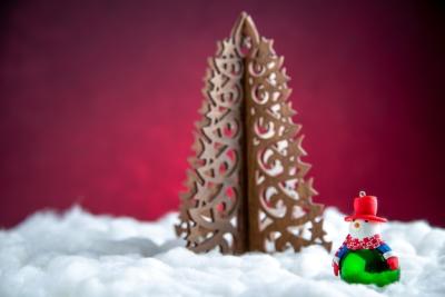 Wooden Christmas Tree with Small Snowman – Free Stock Photo Download