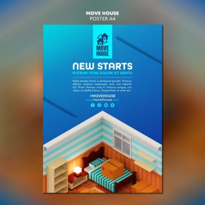 Poster Template for Residence Relocation Services – Free Download