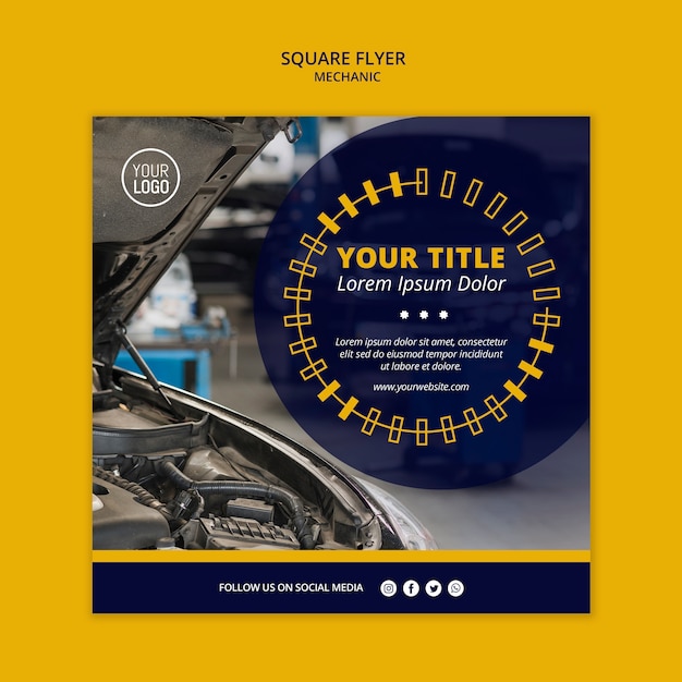 Mechanic Business Square Flyer Featuring Car – Free Download