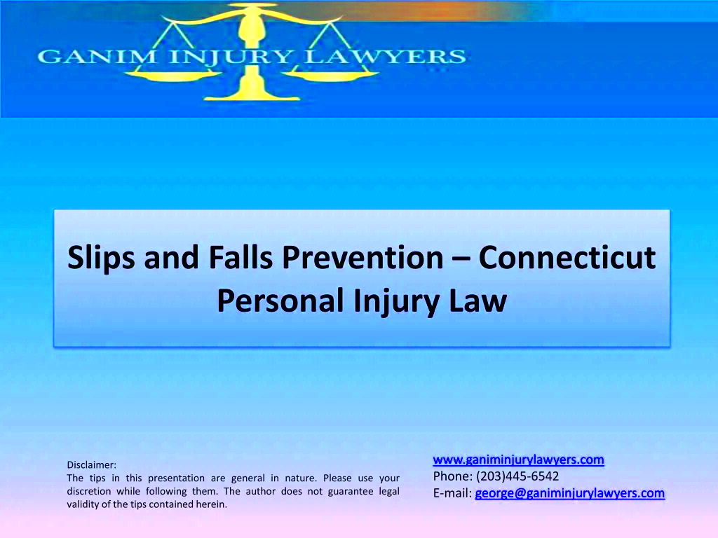 PPT Slips and Falls Prevention Connecticut Personal Injury Law 