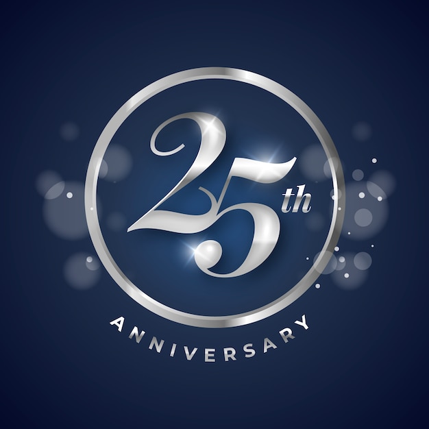 Gradient Silver Anniversary Logo Template – Free Download