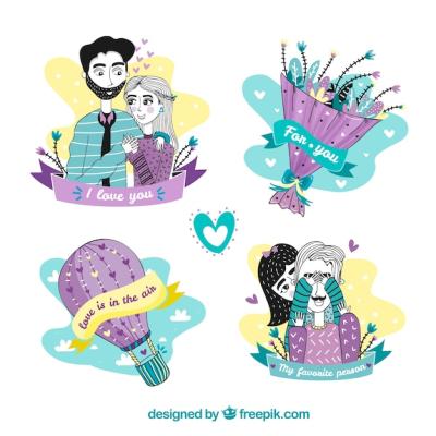 Valentine’s Day Label Collection – Free Download of Vector Templates