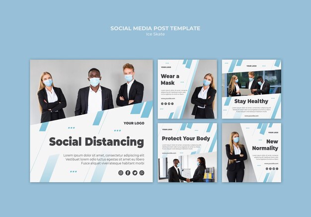 Social Distancing Instagram Post Templates for Free Download