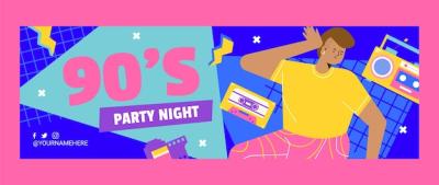 90s Party Twitter Header Design – Free Download