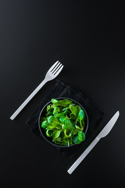 Vertical Shot of Green Leaves Canonigos and Rucula for Salad Ideas – Free Download