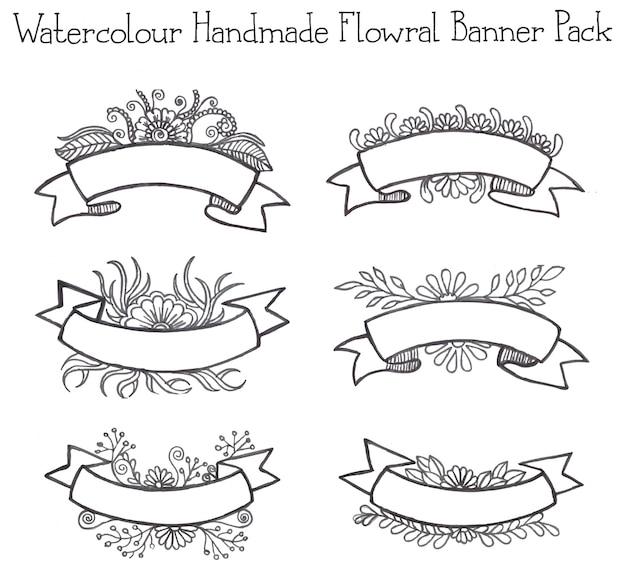 Beautiful Watercolor Handmade Floral Ribbon Pack – Free Download