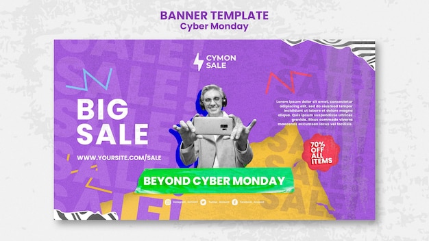 Colorful Cyber Monday Banner Template – Free Download