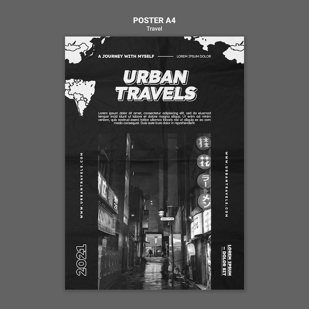 Urban Travels Poster Template Design – Free Download