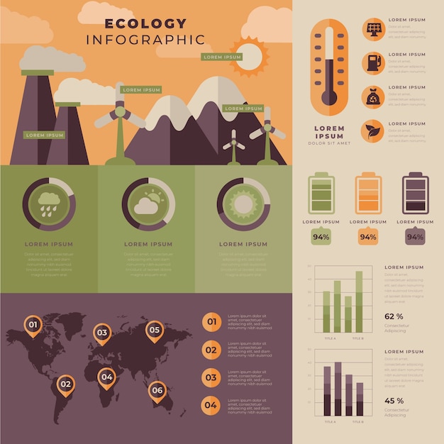 Retro Flat Design Ecology Infographic – Free Download