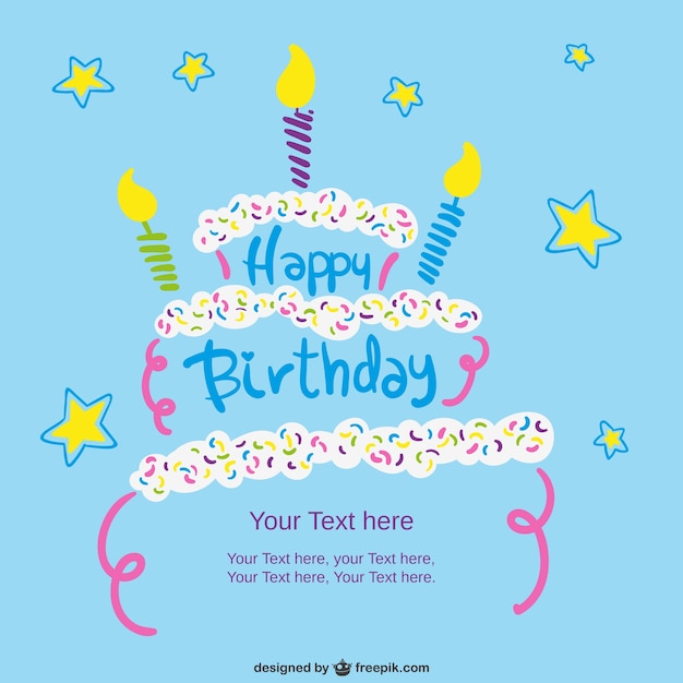 Birthday Card Template Featuring Cake – Free Download