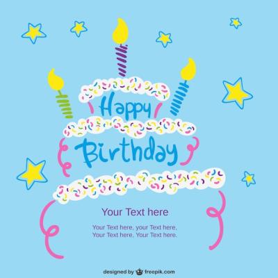 Birthday Card Template Featuring Cake – Free Download