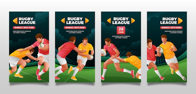 Gradient Rugby Players Instagram Stories – Free Download