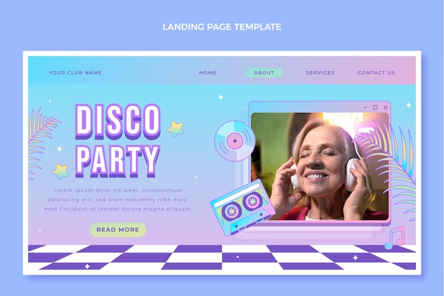 Vaporwave Disco Party Gradient Landing Page Template – Free Download