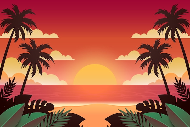 Stunning Gradient Tropical Sunset Background – Free Download