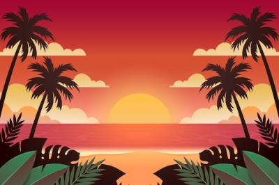 Stunning Gradient Tropical Sunset Background – Free Download