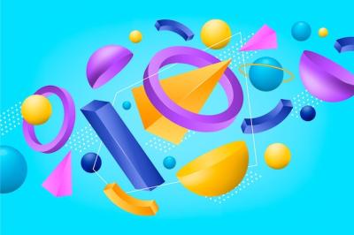 3D Floating Shapes Background – Free Download