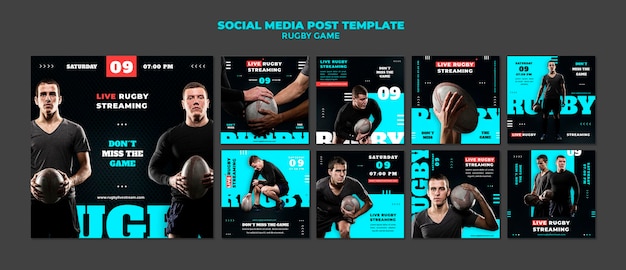 Rugby Game Social Media Post Design Template – Free Download