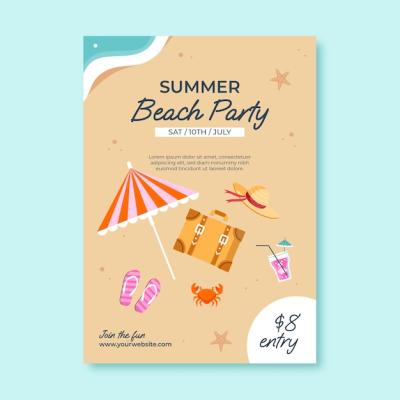 Summer-themed Flat Invitation Template – Free Download