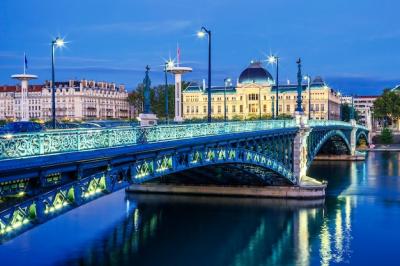 Bridge and University in Lyon at Night – Free Stock Photo, Download Free