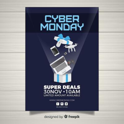 Flat Design Cyber Monday Flyer Template – Download Free Stock Photo